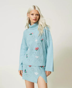 TREEBLEND YARN JUMPER WITH HAND MADE EMBROIDERY BY TWIN SET FALL 23