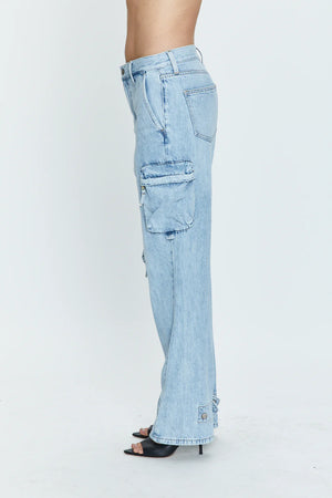 BOBBIE UTILITY MID RISE LOOSE STRAIGHT CARGO JEANS BY PISTOLA SPRING 24