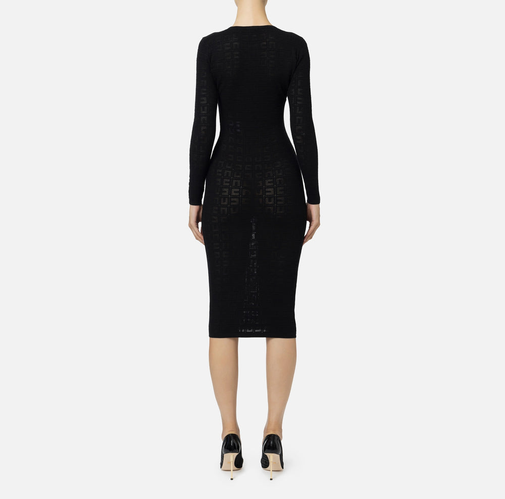 MESH STITCH VISCOSE MIDI DRESS WITH LOGO BY ELISABETTA FRANCHI FALL 24