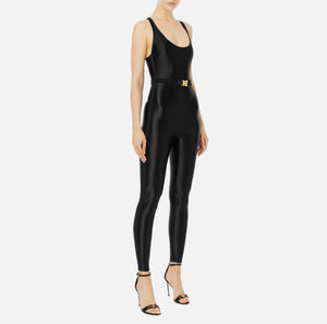 SHINY LYCRA JUMPSUIT WITH LOGOED ELASTIC BY ELISABETTA FRANCHI FALL 24