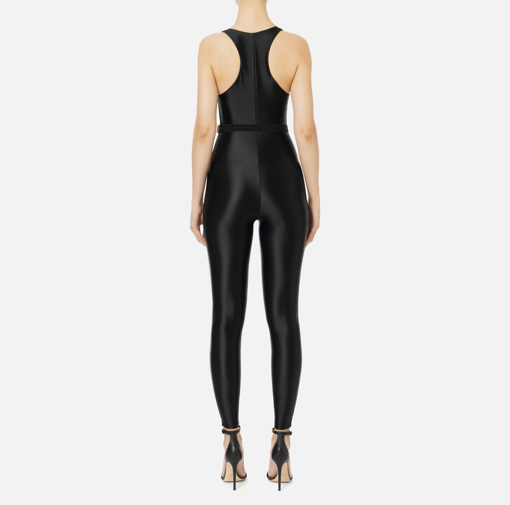 SHINY LYCRA JUMPSUIT WITH LOGOED ELASTIC BY ELISABETTA FRANCHI FALL 24