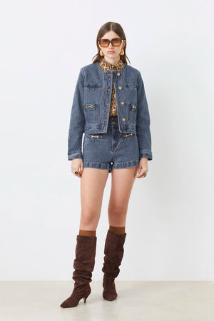 DARYL SHORT JACKET IN FANTASY DENIM BY SUNCOO PARIS
