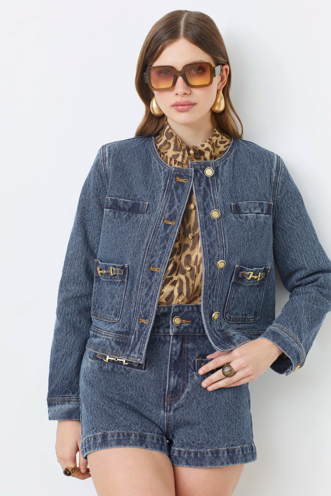 DARYL SHORT JACKET IN FANTASY DENIM BY SUNCOO PARIS