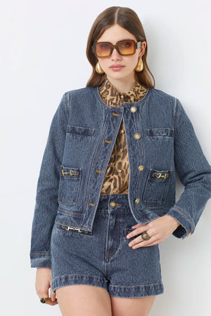 DARYL SHORT JACKET IN FANTASY DENIM BY SUNCOO PARIS