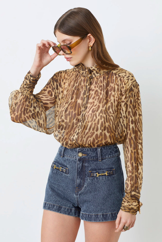 LUX LEOPARD PRINT BLOUSE BY SUNCOO FALL 25