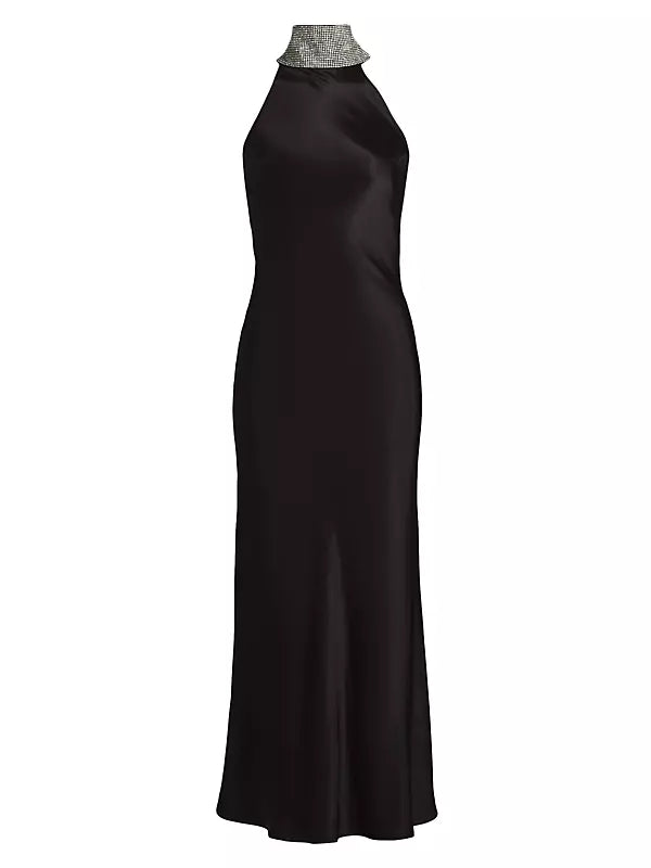 RIELLA CRYSTAL HALTER MAXI DRESS FALL 24 HOLIDAY