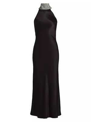 RIELLA CRYSTAL HALTER MAXI DRESS FALL 24 HOLIDAY