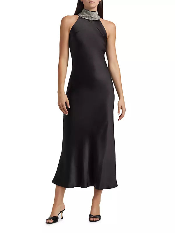 RIELLA CRYSTAL HALTER MAXI DRESS FALL 24 HOLIDAY