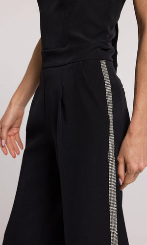 CHELSEA CRYSTAL EMBELLISHED CREPE 
JUMPSUIT FALL 24 HOLIDAY