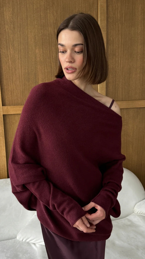 NATALIE ASYMMETRIC SWEATER BY CHARLI FALL 25