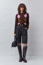 SUNCOO PARIS GISCA ARGYLE SWEATER IN CAFE