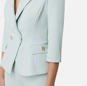 DOUBLE BREASTED BLAZER WITH LOGO PLAQUE BY ELISABETTA FRANCHI SPRING 24