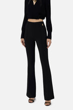 ELISABETTA FRANCHI PALAZZO BLACK STRETCH CREPE TROUSERS