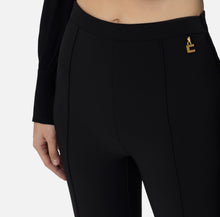 ELISABETTA FRANCHI PALAZZO BLACK STRETCH CREPE TROUSERS