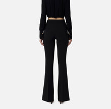 ELISABETTA FRANCHI PALAZZO BLACK STRETCH CREPE TROUSERS