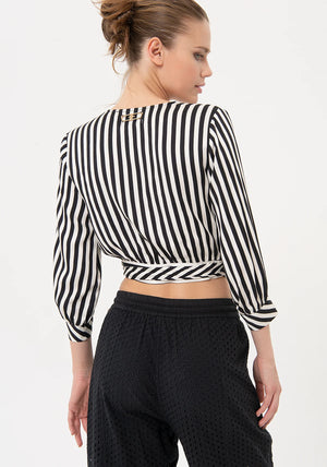 CRISS CROSS CROPPED STRIPED BLOUSE BY FRACOMINA SPRING 24