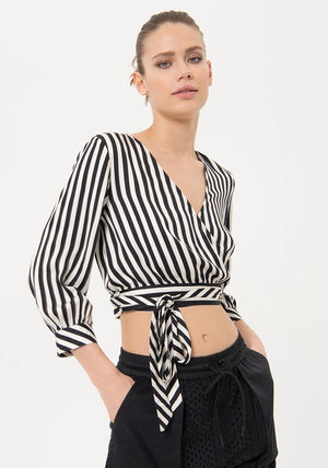 CRISS CROSS CROPPED STRIPED BLOUSE BY FRACOMINA SPRING 24