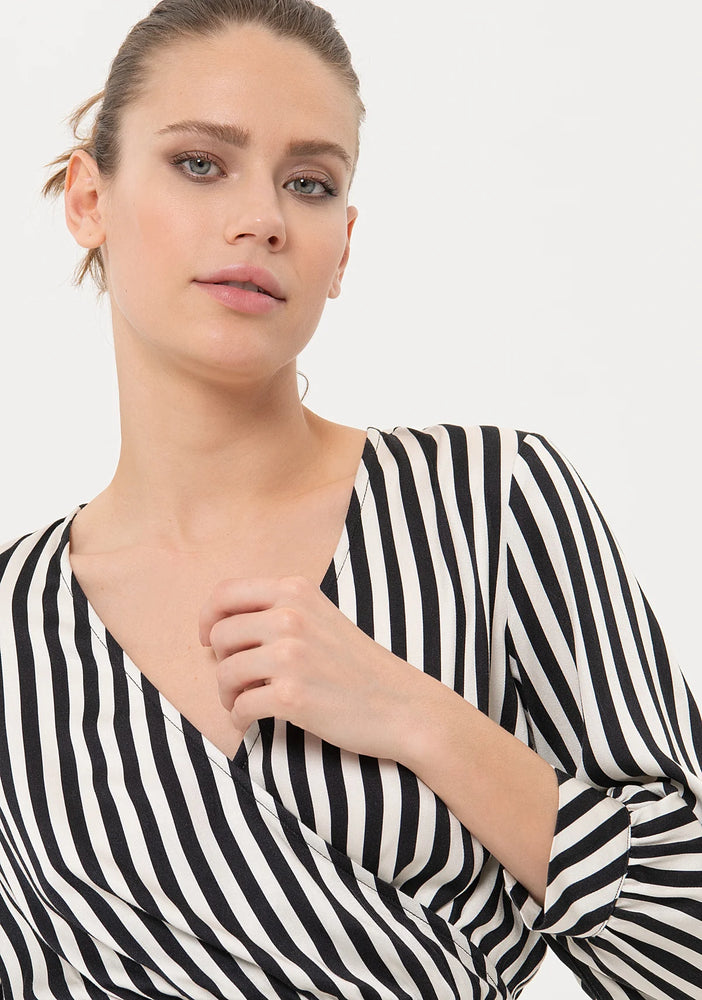 CRISS CROSS CROPPED STRIPED BLOUSE BY FRACOMINA SPRING 24