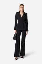 ELISABETTA FRANCHI CREPE PALAZZO TROUSERS WITH SATIN BANDS