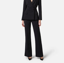 ELISABETTA FRANCHI CREPE PALAZZO TROUSERS WITH SATIN BANDS