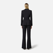 ELISABETTA FRANCHI CREPE PALAZZO TROUSERS WITH SATIN BANDS