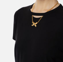 ELISABETTA FRANCHI T-SHIRT WITH BOW NECKLACE