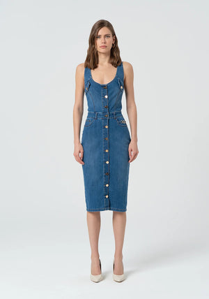 SLEEVELESS DRESS SLIM FIT MADE IN DENIM BY FRACOMINA SPRING 25