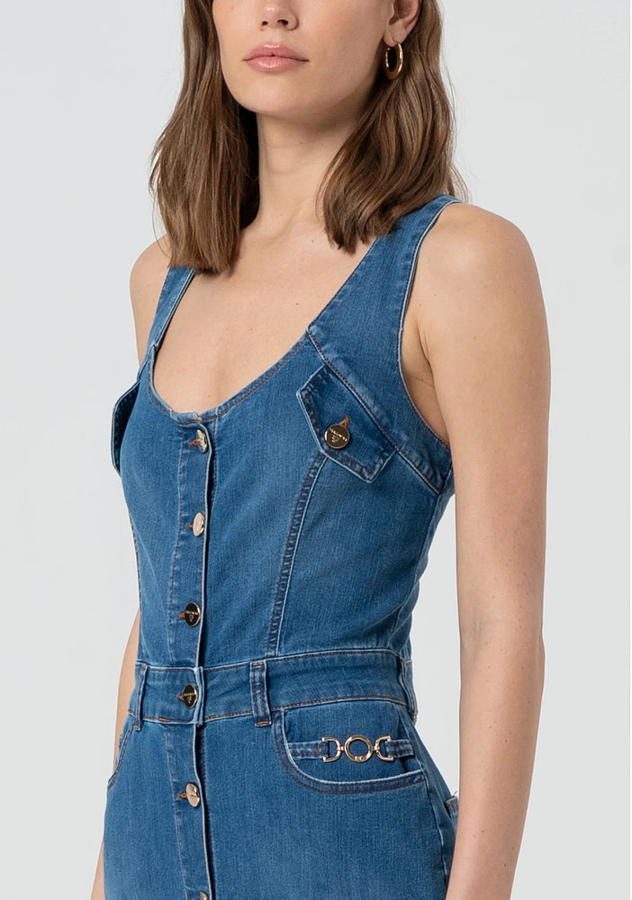 SLEEVELESS DRESS SLIM FIT MADE IN DENIM BY FRACOMINA SPRING 25