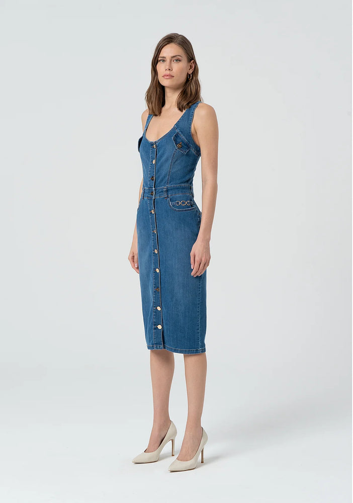 SLEEVELESS DRESS SLIM FIT MADE IN DENIM BY FRACOMINA SPRING 25