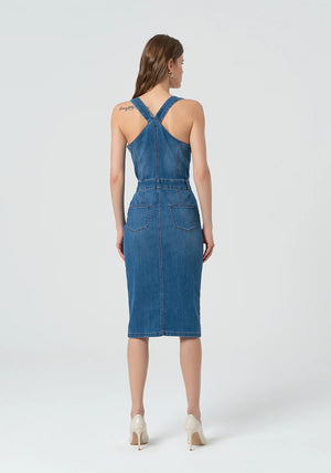 SLEEVELESS DRESS SLIM FIT MADE IN DENIM BY FRACOMINA SPRING 25