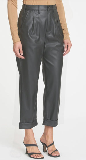 KELLIN PLEATED TROUSER IN VEGAN BLACK FALL 22 SALE