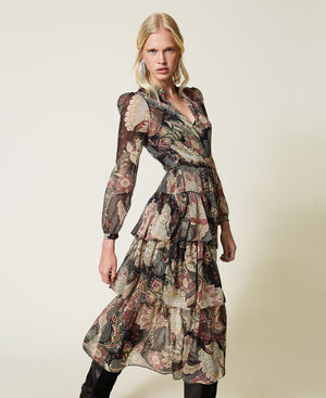 
            
                Load image into Gallery viewer, TWIN SET FLORAL CRÉPON LONG DRESS FALL 23
            
        