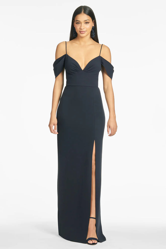 
            
                Load image into Gallery viewer, BRITTANY 4 WAY STRETCH GOWN IN NAVY FALL 23
            
        