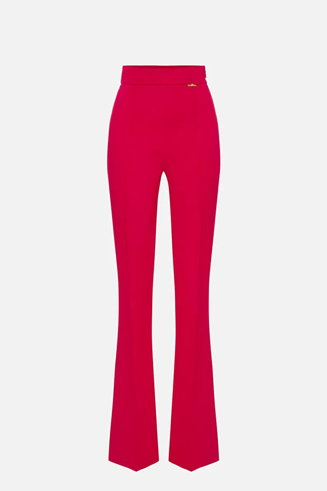 SLIM FIT TROUSERS IN DOUBLE LAYER STRETCH CREPE IN FUSCHIA BY ELISABETTA FRANCHI SPRING 24