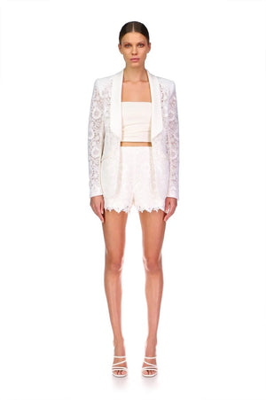 
            
                Load image into Gallery viewer, SCARLET SHORTS IN LACE BY THEIA SPRING 22
            
        