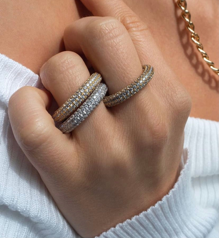 PAVE AMALFI RING JEWELRY IN SILVER OR GOLD  BY LUVAJ SPRING 22