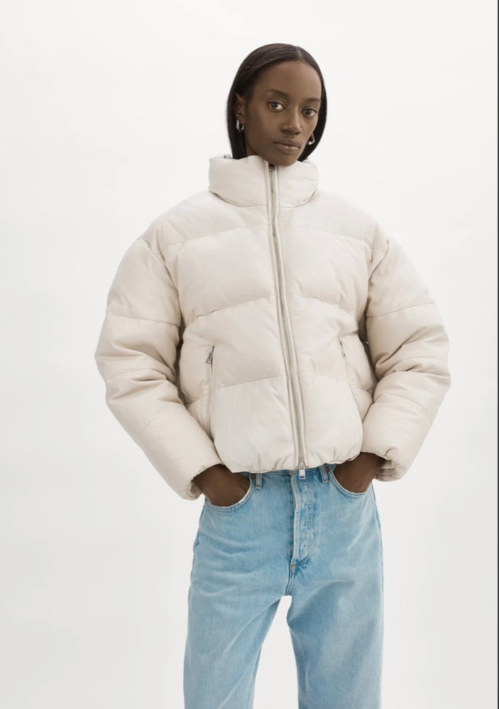 IRIS LEATHER PUFFER JACKET BY LAMARQUE FALL 23