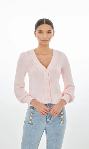 
            
                Load image into Gallery viewer, LOWEL SEQUIN CARDIGAN IN LIGHT PINK SPRING 22
            
        