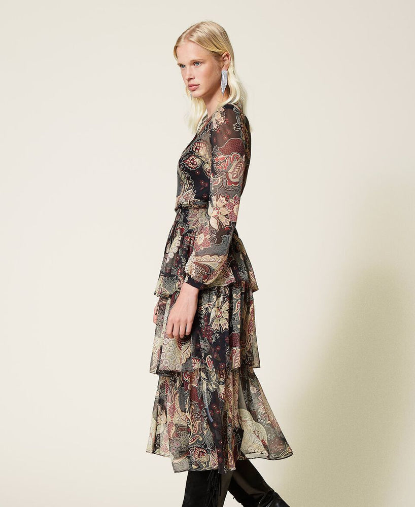 
            
                Load image into Gallery viewer, TWIN SET FLORAL CRÉPON LONG DRESS FALL 23
            
        