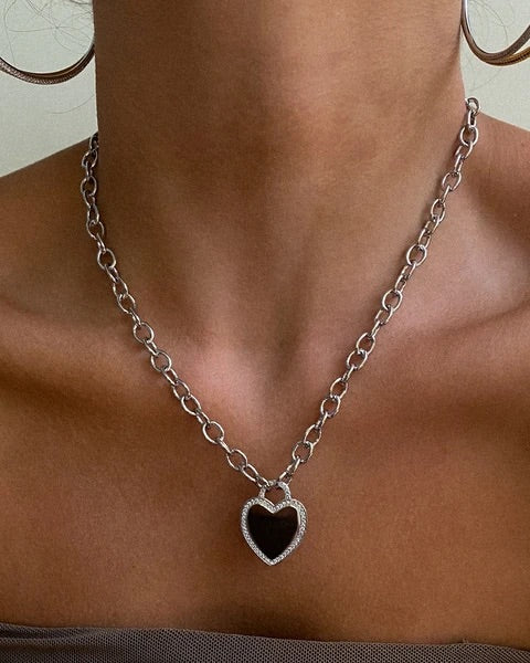 PAVE HEART PENDANT NECKLACE JEWELRY SPRING 22