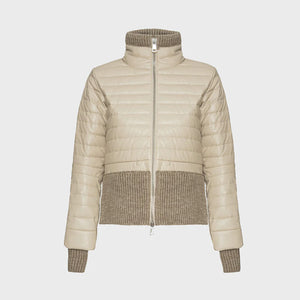 LIV QUILTED VEGAN LEATHER JACKET IN BEIGE FALL 22 SALE
