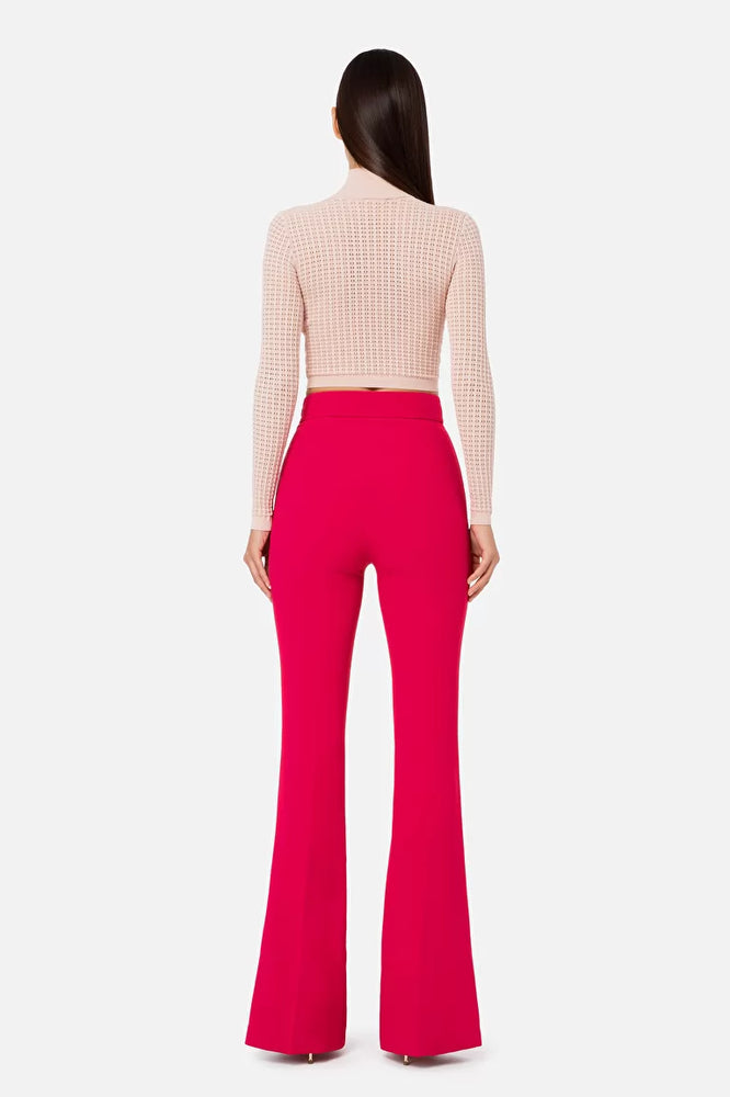SLIM FIT TROUSERS IN DOUBLE LAYER STRETCH CREPE IN FUSCHIA BY ELISABETTA FRANCHI SPRING 24