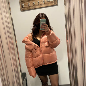 
            
                Load image into Gallery viewer, TWIN SET ULTRA LIGHT PUFFER JACKET IN PINK FALL 22 SALE
            
        