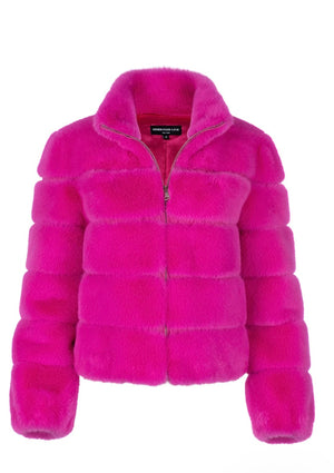 JODI FUSCHIA FAUX FUR COAT FALL 23 HOLIDAY