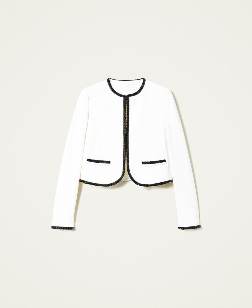 TWIN SET MANDARIN COLLARED BLAZER WITH HAND EMBROIDERY SPRING 24